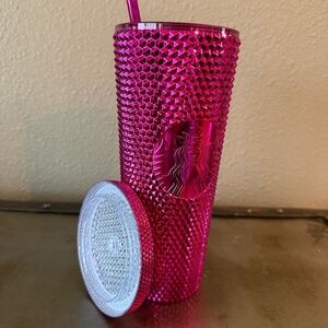 Pink Studded Chrome Starbucks Tumbler